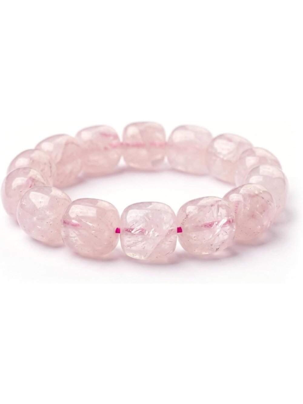 Natural Rose Quartz Stretch Bracelet | Gemstone Tumble Beads | Healing Jewelry